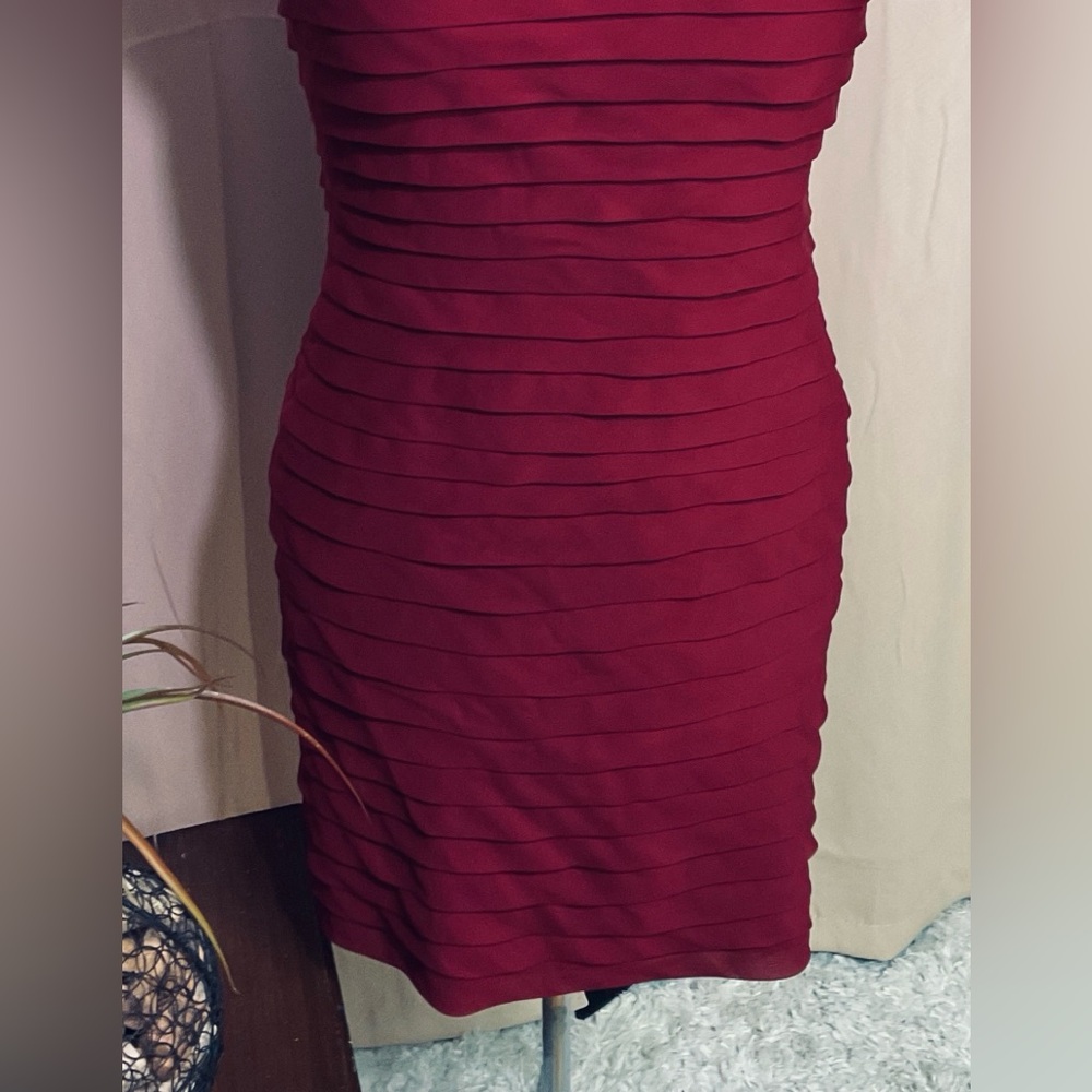 Adrianna Papell Burgundy Layered Dress - Picture 3 of 12